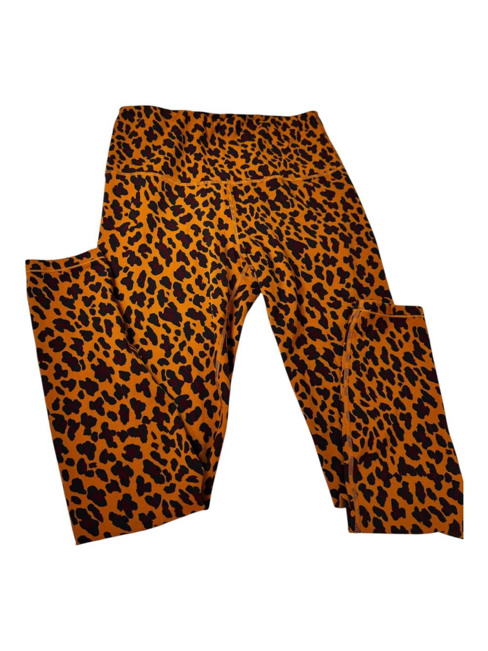 Varley Century High Rise 7/8 Leopard Print Activewear Leggings Amber Yellow M
